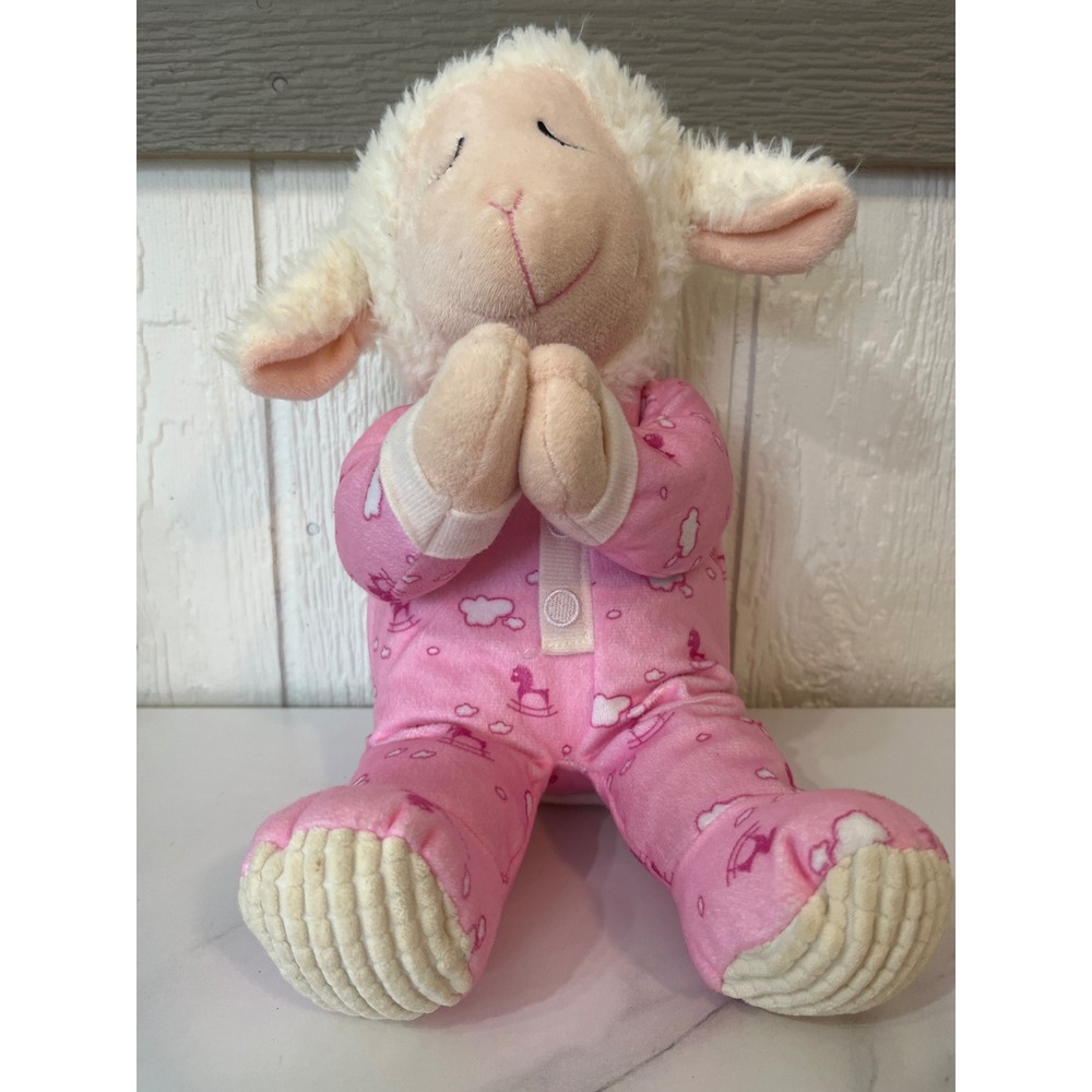 Cuddle Barn Plush Lamb Praying Pajamas Pink Rocking Horse Clouds‎ Stuffed Animal